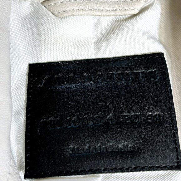 AllSaints Elora Tassel Leather Jacket White Sz 4-6 - Picture 11 of 12
